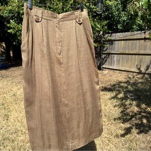 Vintage 1970s tan midi skirt